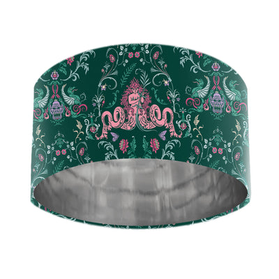 30cm lampshade - Secret Fairy Green Velvet Lampshade with Mirror Metallic Lining - ON SALE