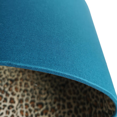 close up of the Teal Blue Cotton Light Shade with Leopard Lining