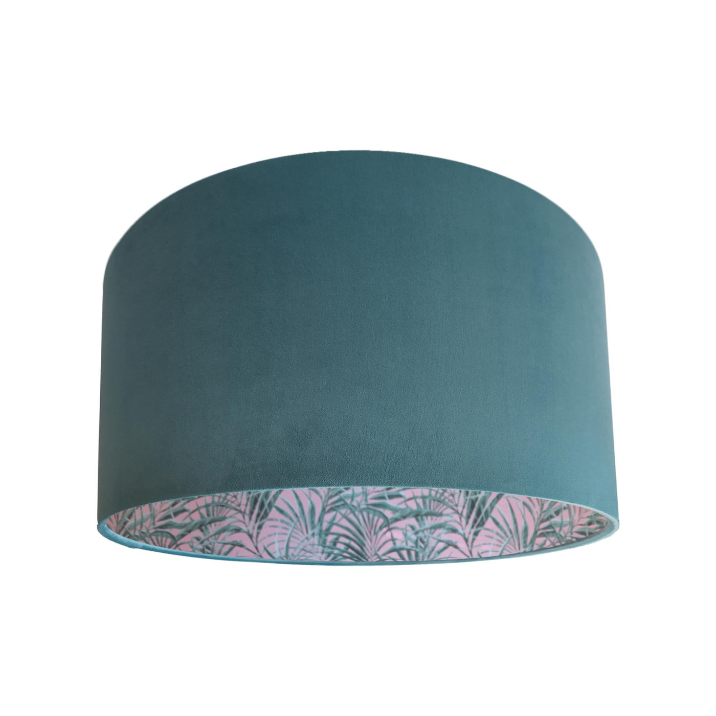 Teal Blue Velvet Lamp shade with Palms Delight Lining