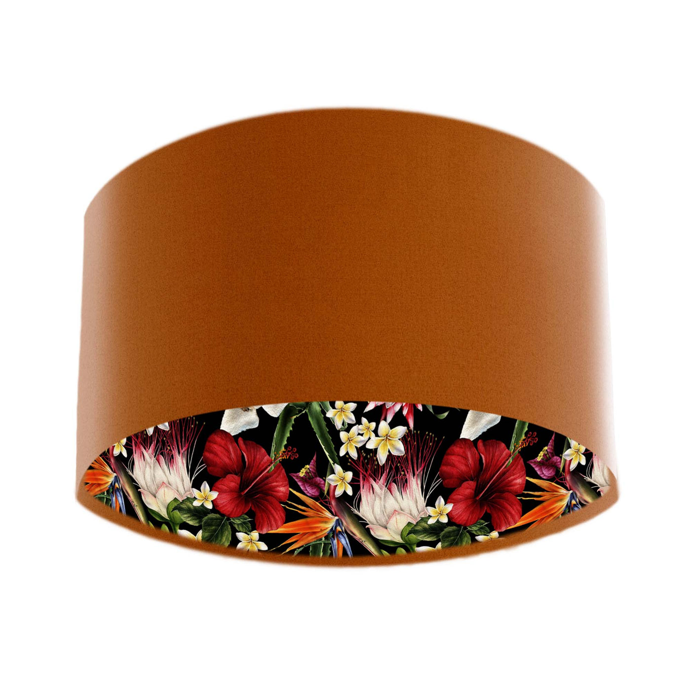 Terracotta Velvet Lampshade with Black Tropics Lining