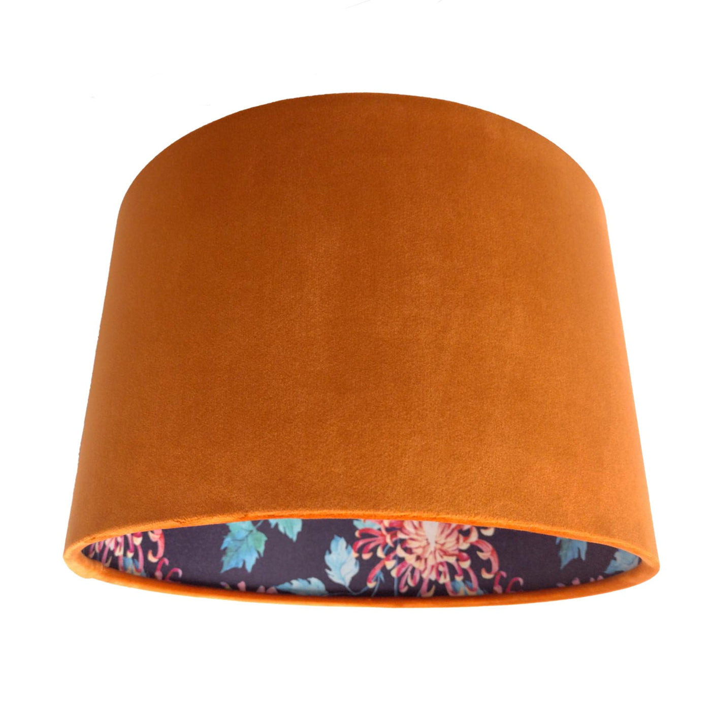 Japanese Cranes Lampshade in Blue with Terracotta Velvet