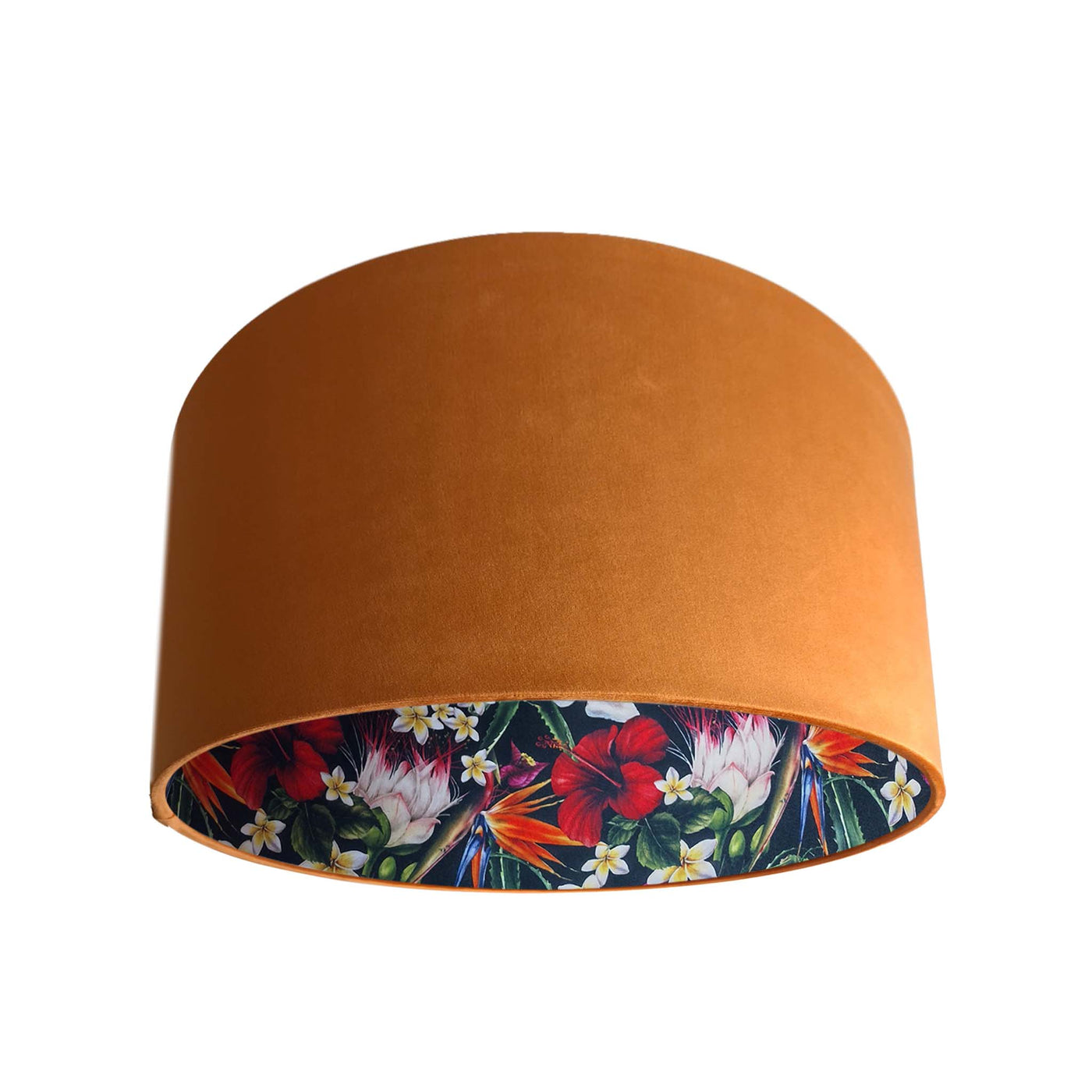 Terracotta Velvet Lampshade with Black Tropics Lining