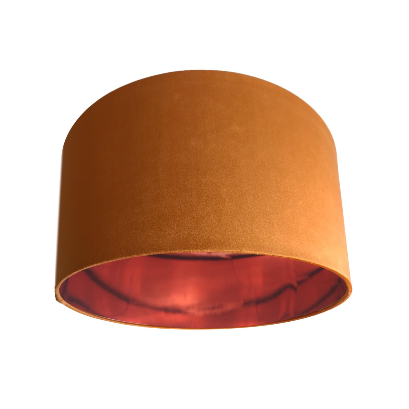 Terracotta Velvet Lampshade with Mirror Copper Lining