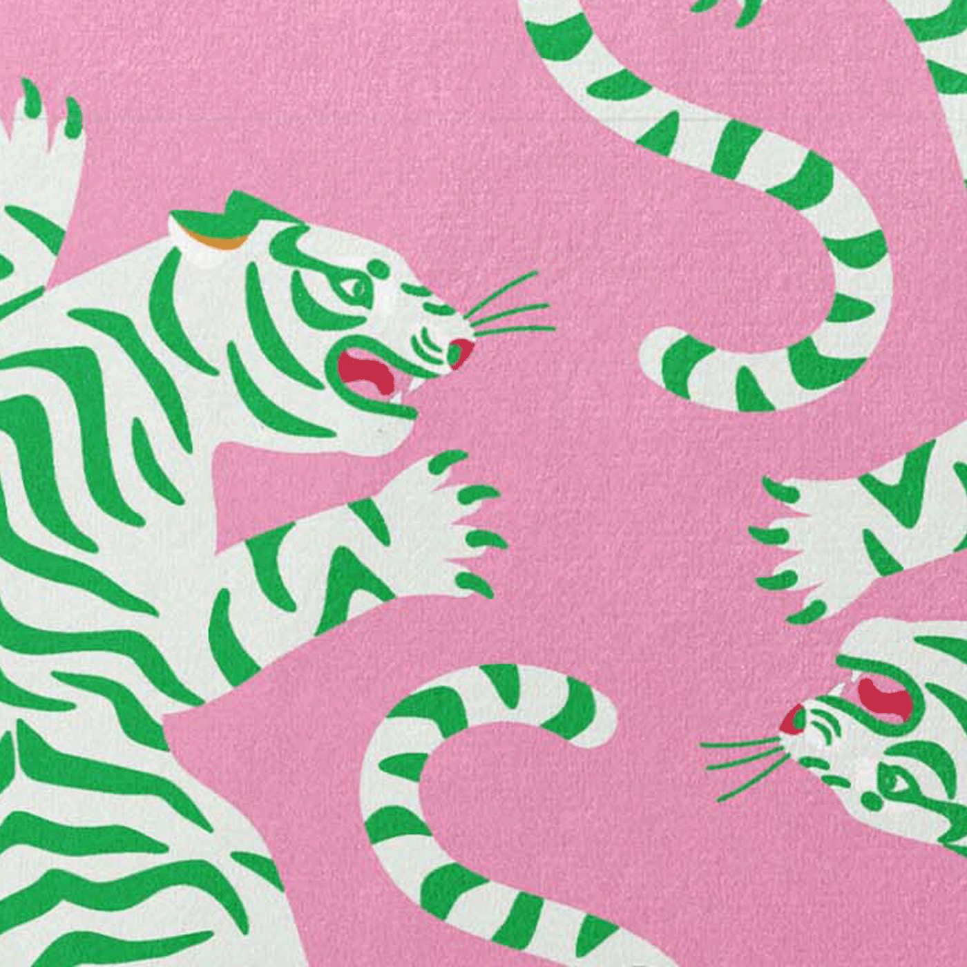 Tiger Roar Velvet Lamp Shade in Candy Pink and Green with Copper Lining