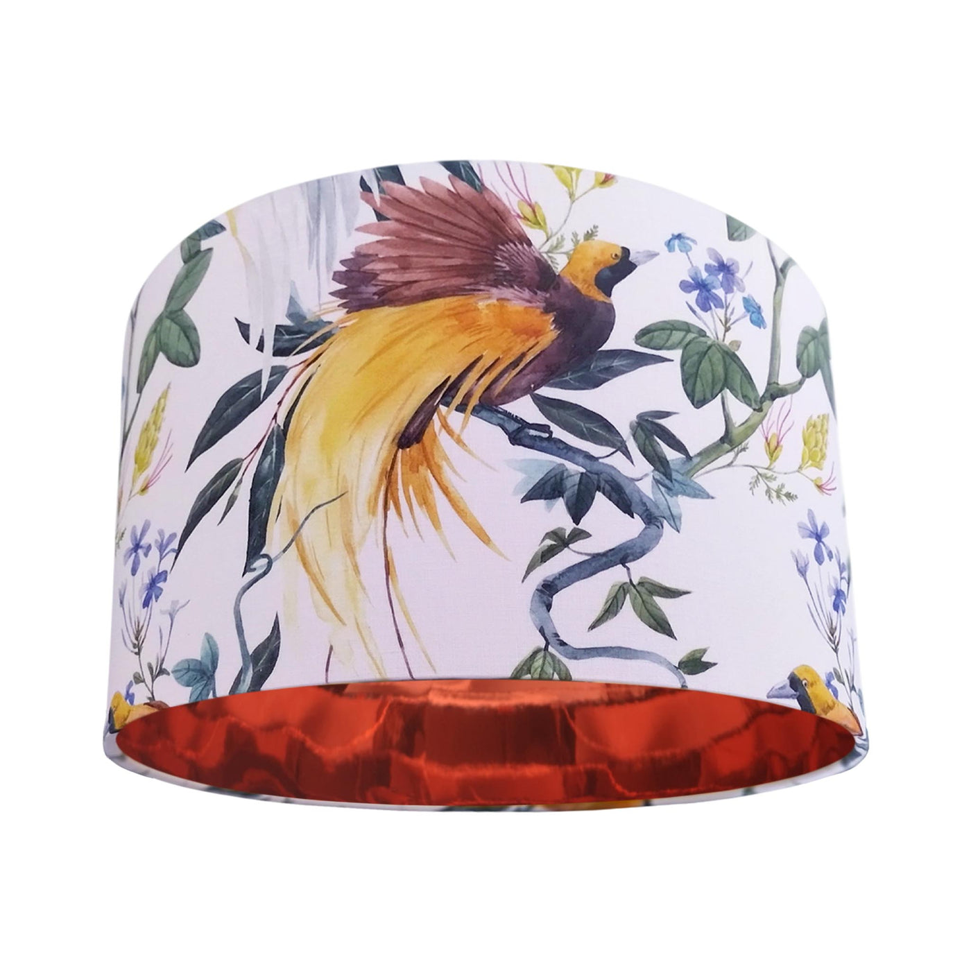 Tropical Birds Lampshade with Mirror Copper Lining