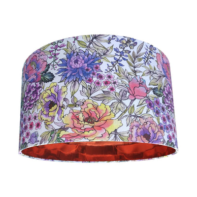 Summer Wildflowers Cotton Lampshade with Mirror Copper Lining