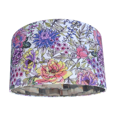 Summer Wildflowers Cotton Lampshade with Mirror Silver Lining