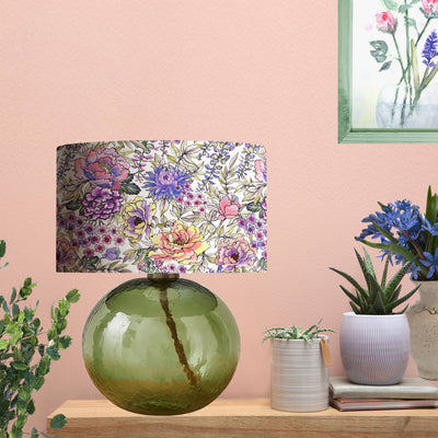 Summer Wildflowers Cotton Lampshade with Mirror Silver Lining