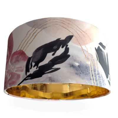 Abstract Velvet Lampshade in Cream with Mirror Gold Lining