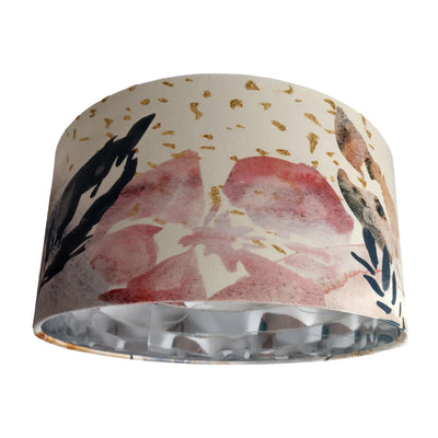 Abstract Velvet Lampshade in Cream with Mirror Silver Lining