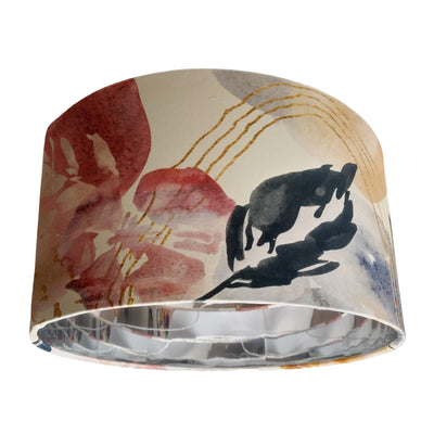 Abstract Velvet Lampshade in Cream with Mirror Silver Lining