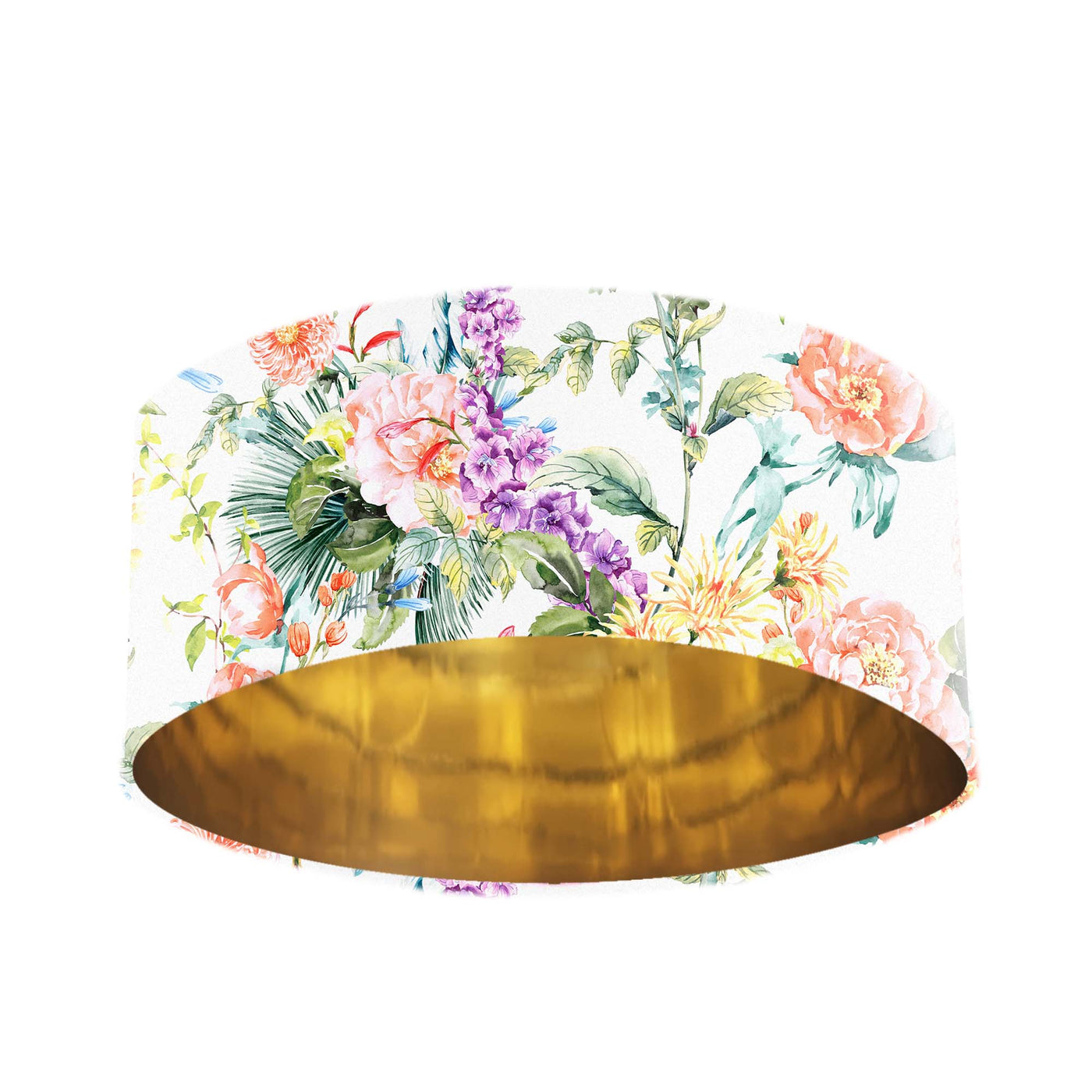 50cm lampshade - Floral Paradise with Mirror Metallic Lining - ON SALE