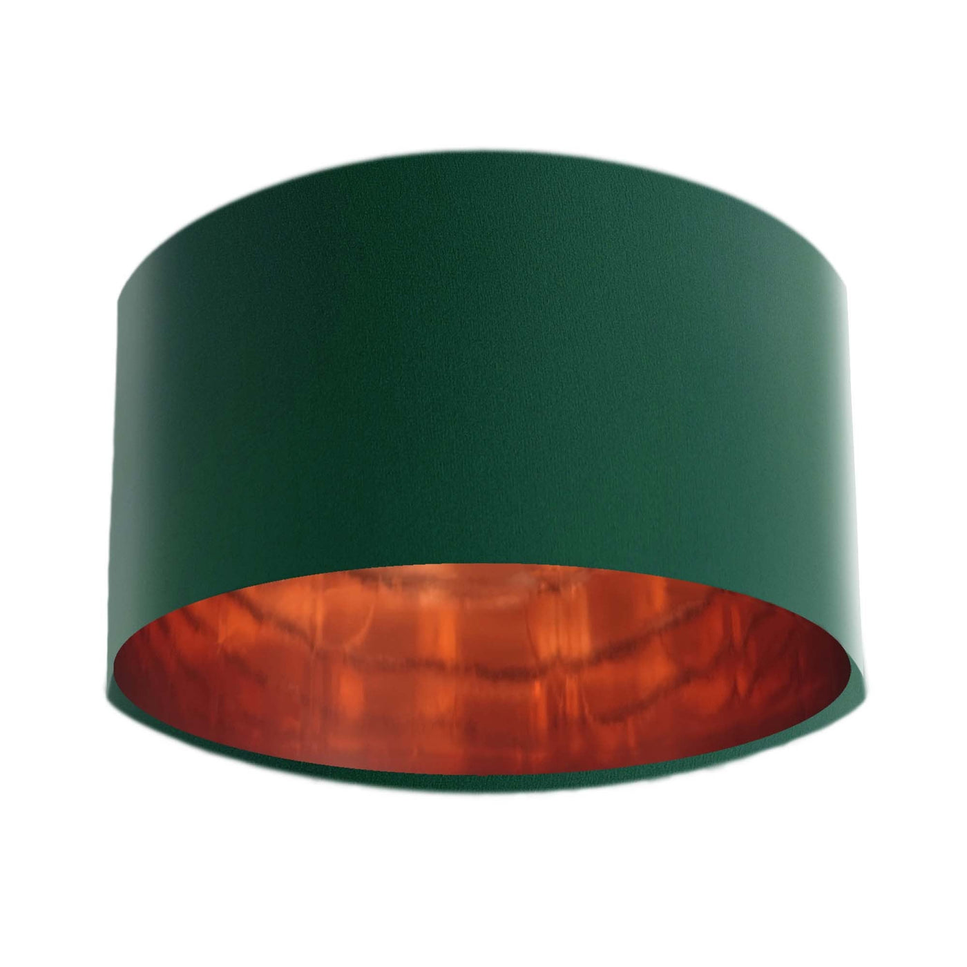 Bottle Green Velvet Lampshade with Mirror Copper Lining