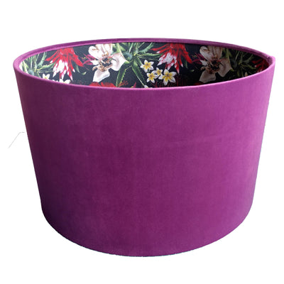 Black Tropics Lampshade in Mulberry Purple Velvet