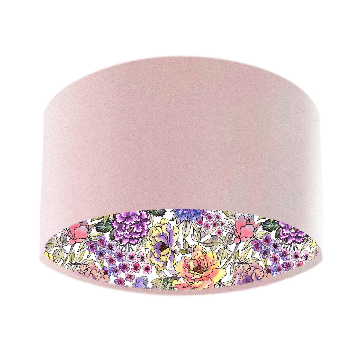 Summer Wildflower Lampshade in Baby Pink Velvet