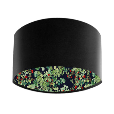 Black Velvet Lampshade with Red Berries