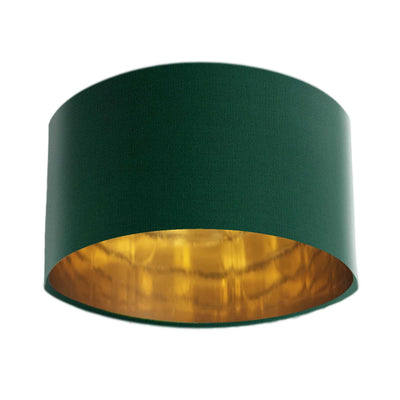 Bottle Green Velvet Lamp Shade with Mirror Gold Lining