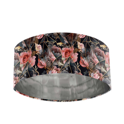 Floral Crystals Velvet Lampshade with Mirror Silver Lining