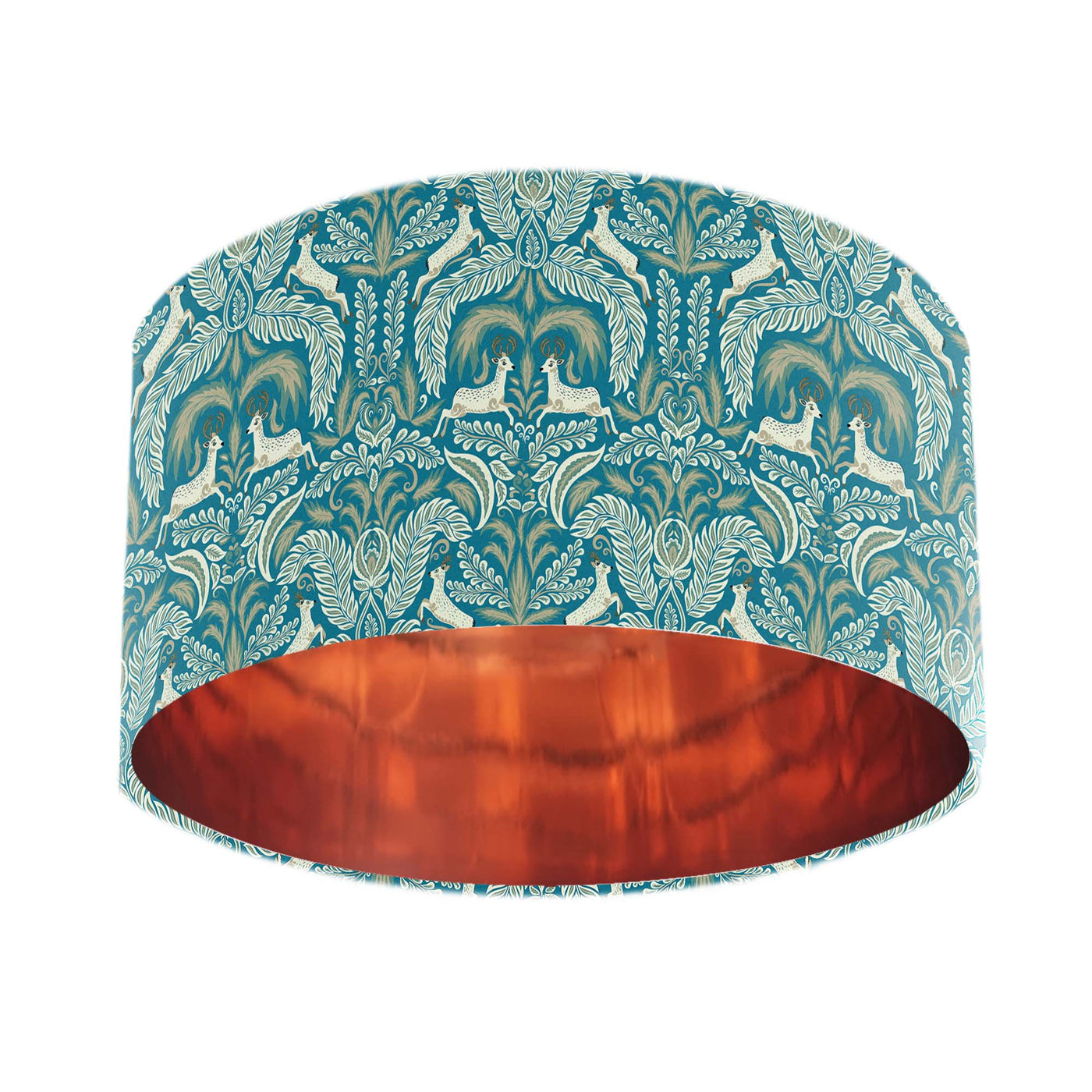 Deer Woodland Cotton Lampshade with Mirror Copper