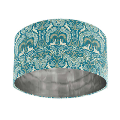 Deer Woodland Cotton Lampshade with Mirror Silver