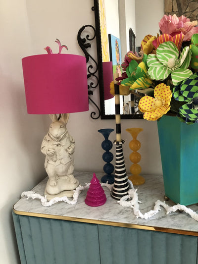 Hot Pink Velvet Lampshade with Mirror Gold Lining