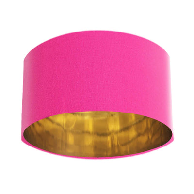 Hot Pink Cotton Lamp Shade with Mirror Gold Lining