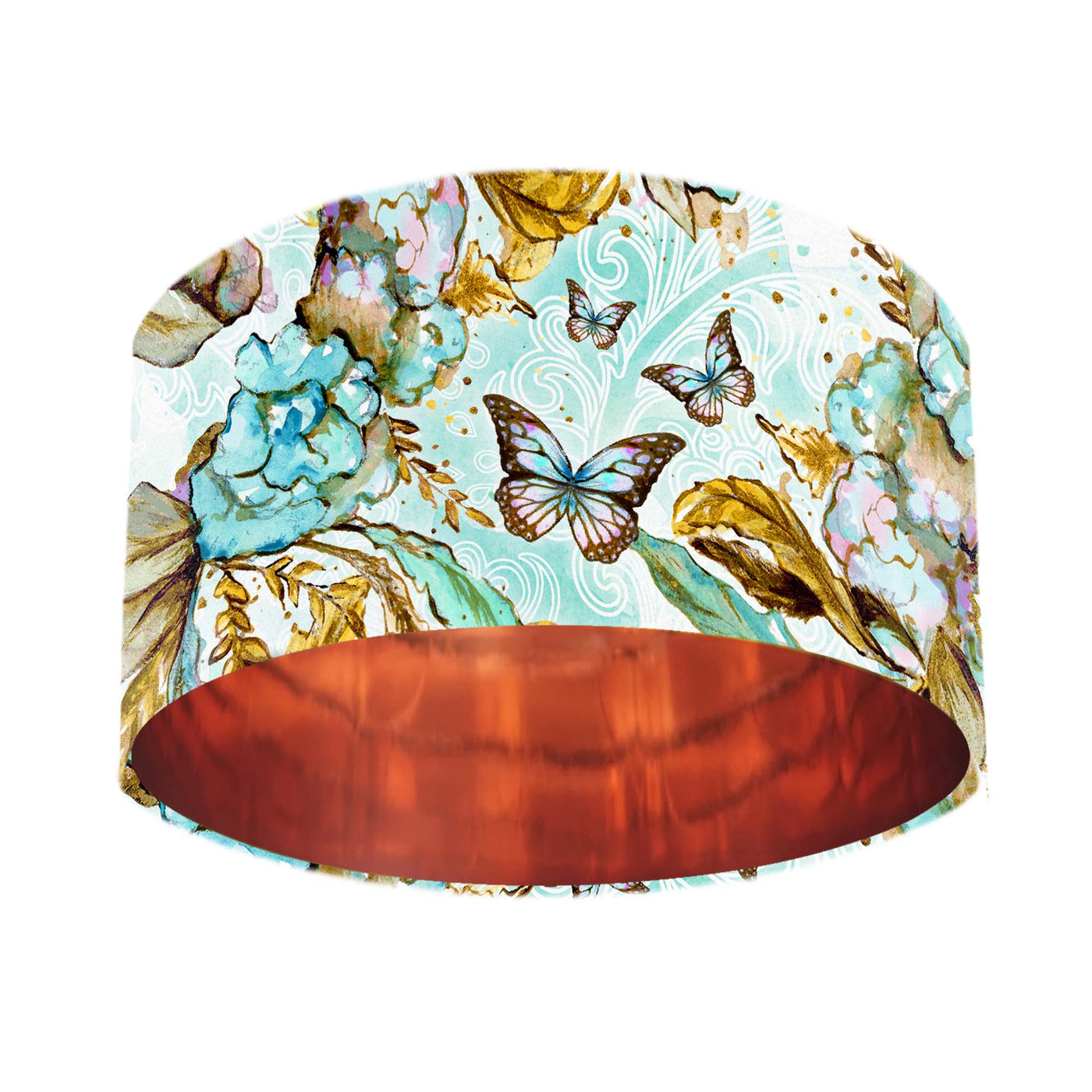 Boho Butterflies Cotton Lampshade with Mirror Copper