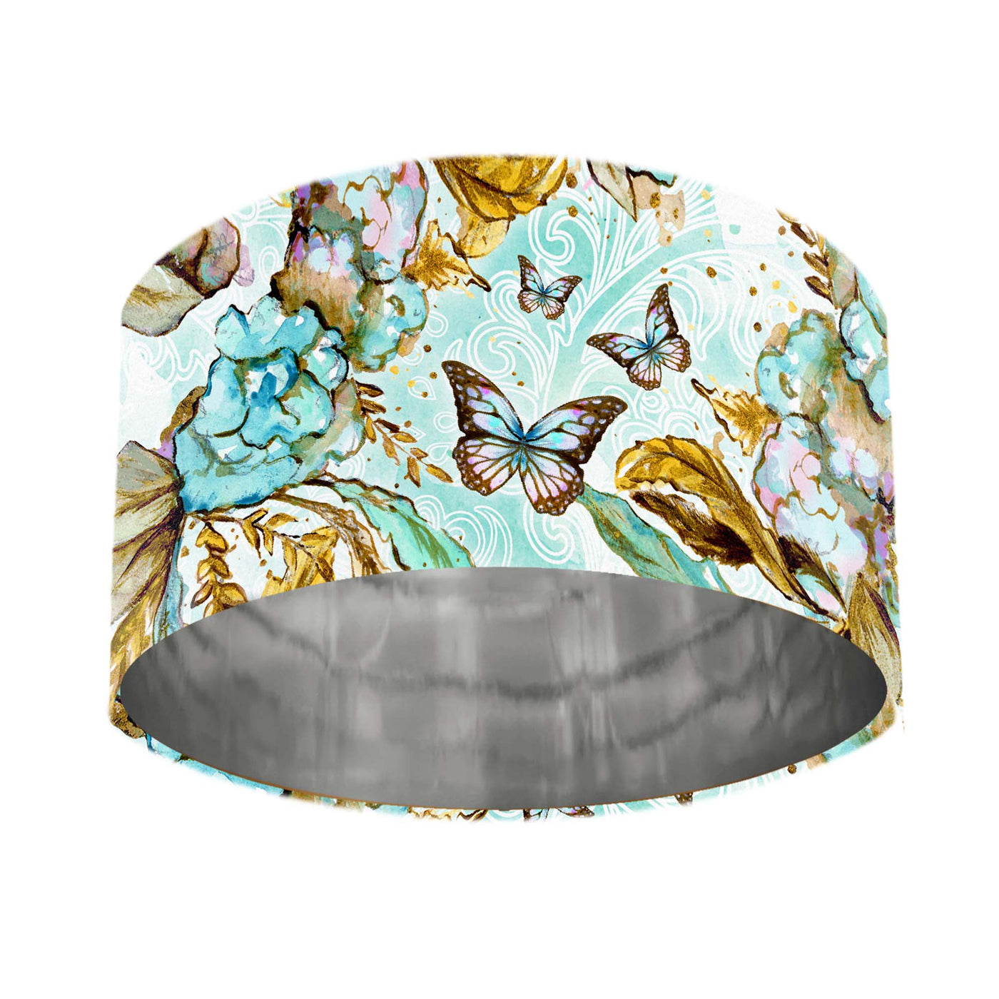 Boho Butterflies Cotton Lampshade with Mirror Silver