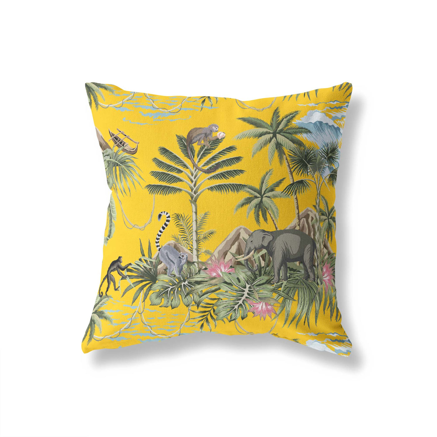 Mustard Yellow Lemur Island Cushion