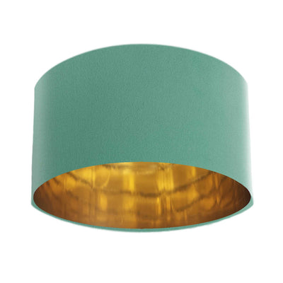 Mint Green Velvet Lampshade with Mirror Gold Lining