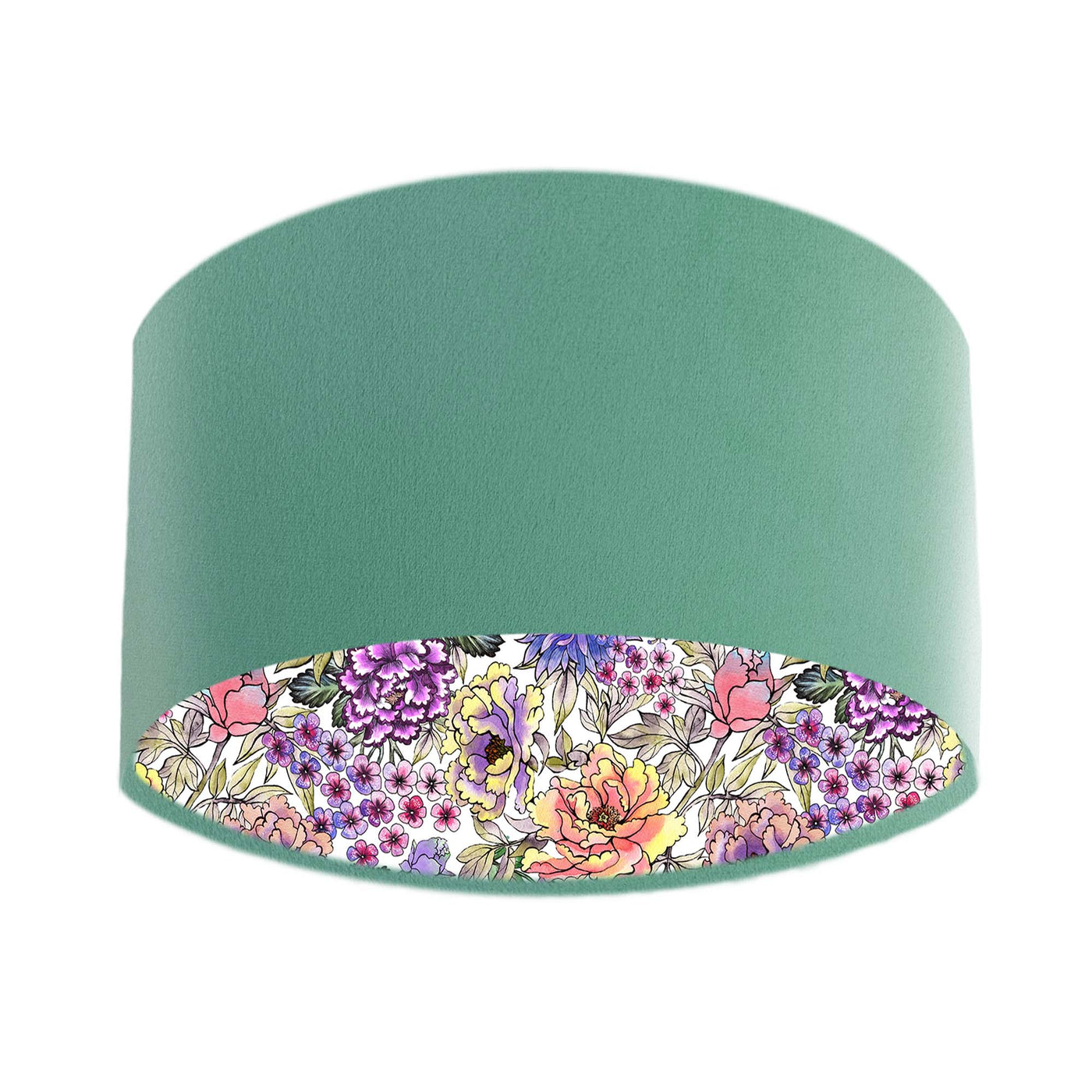 Summer Wildflower Lampshade in Mint Green Velvet