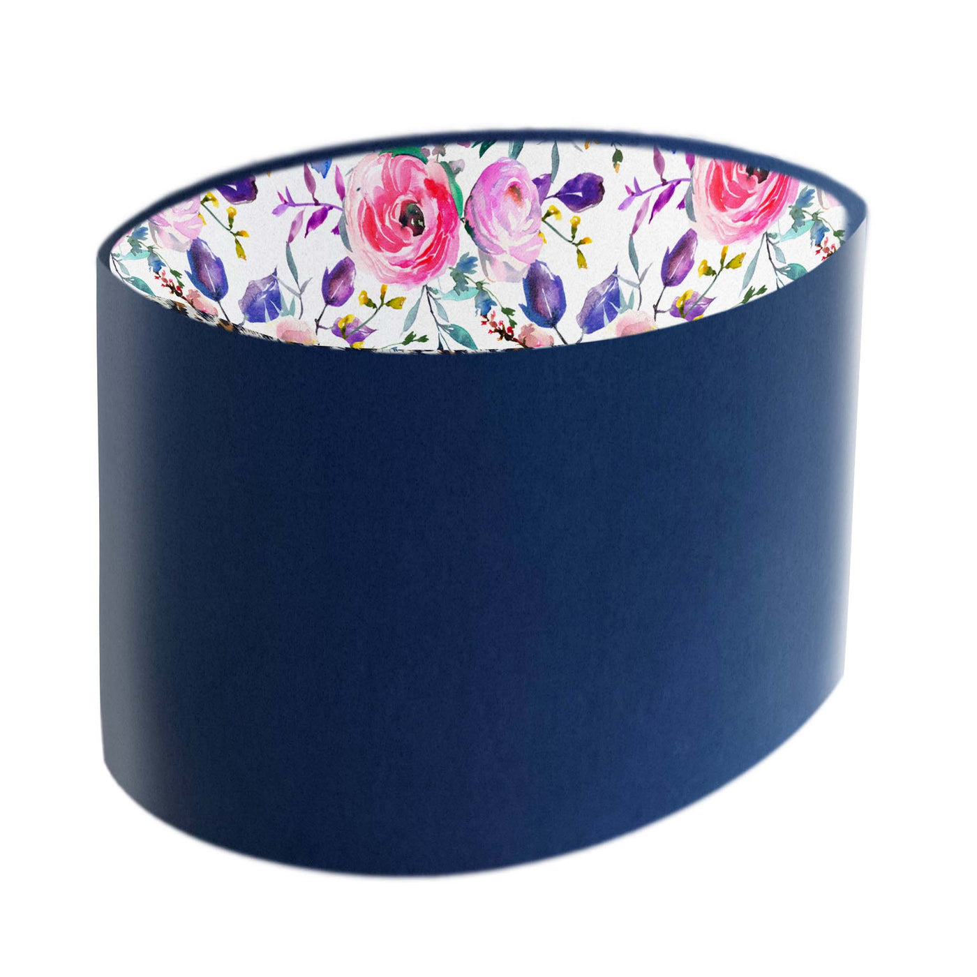 Spring Is Here Floral Oval Lampshade in Navy Blue