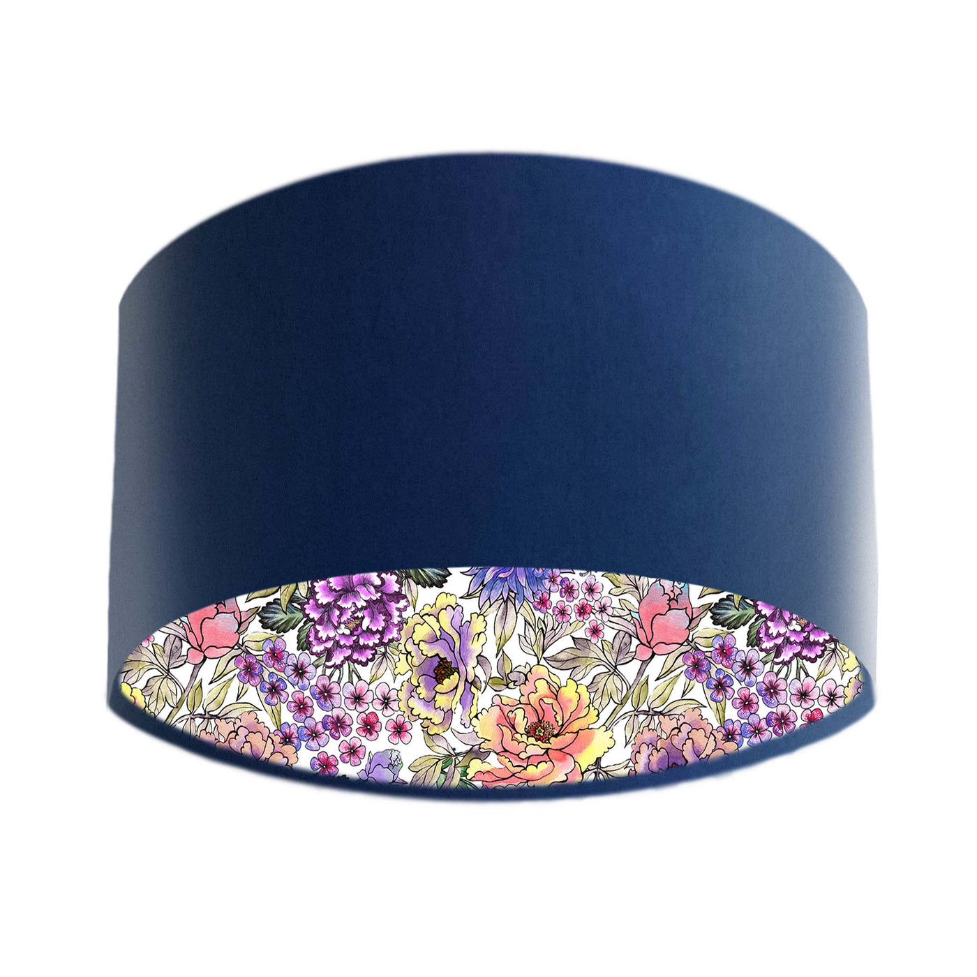 Summer Wildflower Lampshade in Navy Blue Velvet
