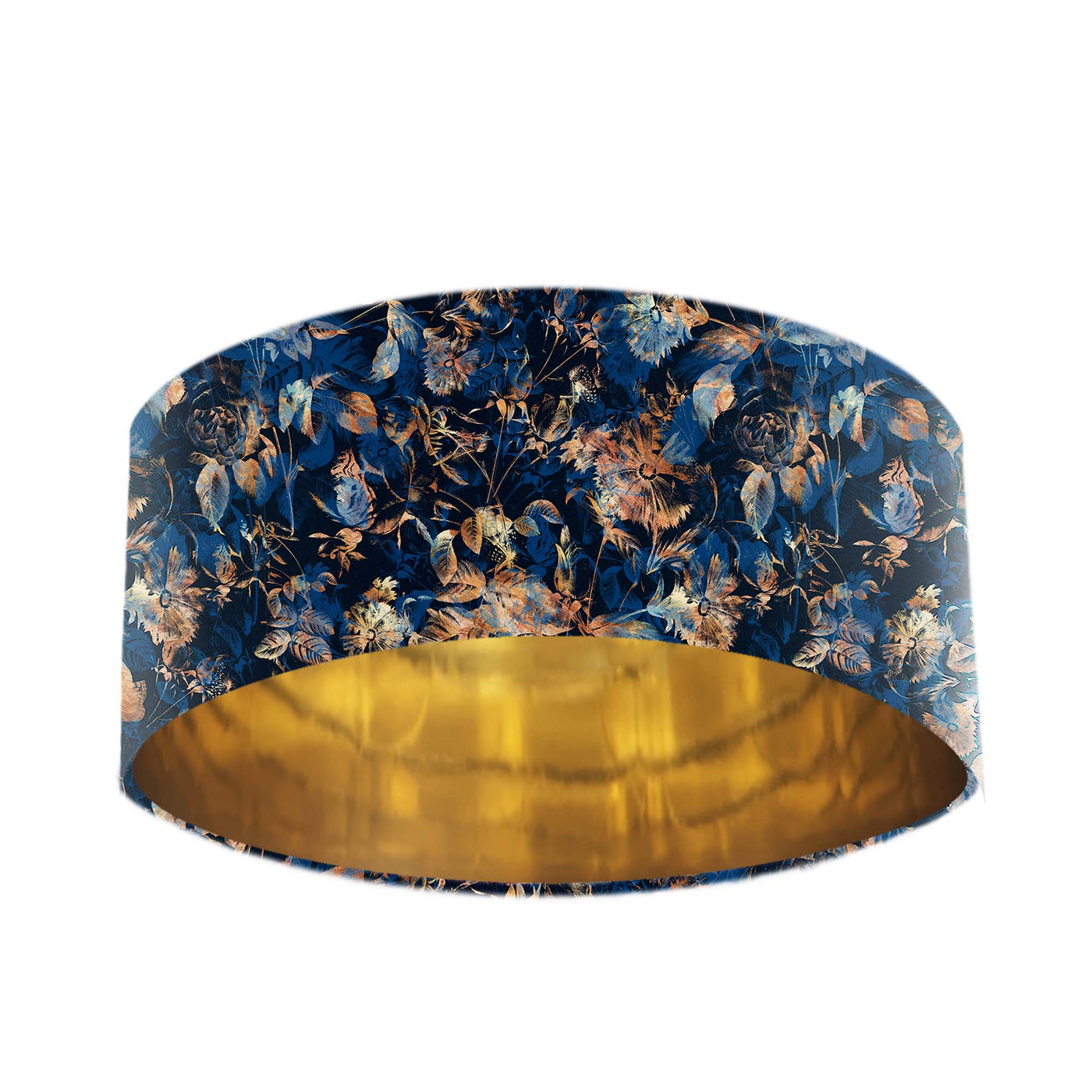 Blue and Gold Lampshade in Night Forest Velvet