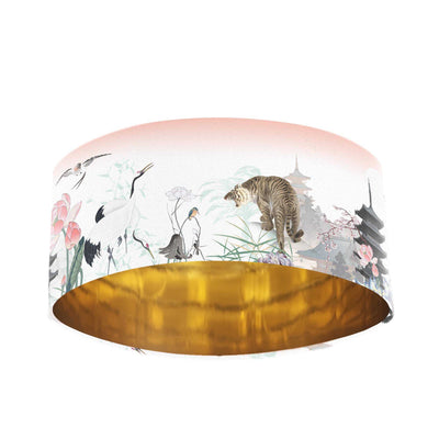 Japanese Sunset Velvet Lampshade with Mirror Gold Lining