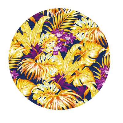 Purple and Gold Tropical Lampshade in Navy Blue Velvet