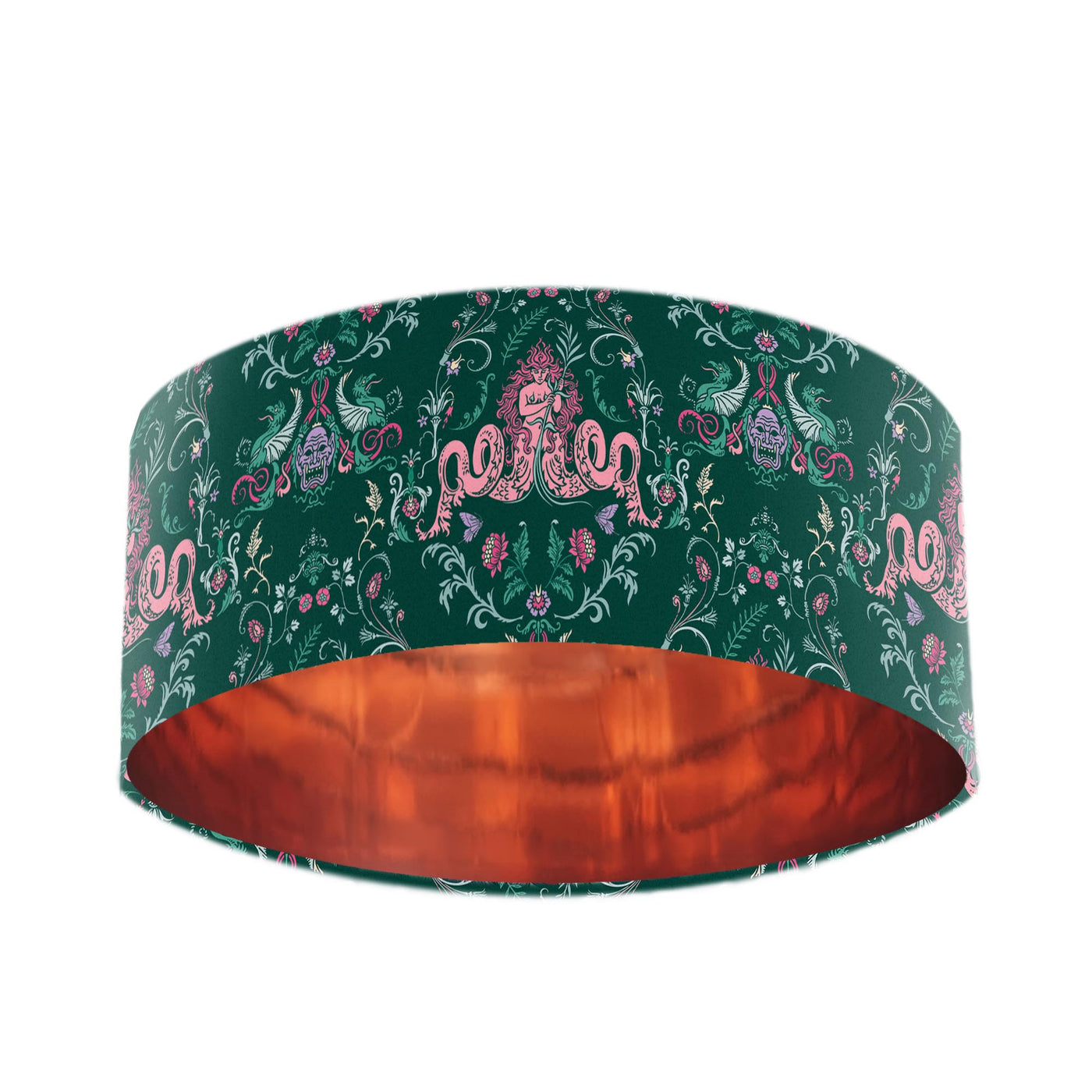 Secret Fairy Green Velvet Lampshade with Mirror Copper Lining