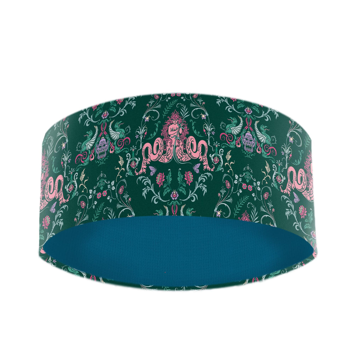 Secret Fairy Green Velvet Lampshade with Teal Blue Cotton Lining