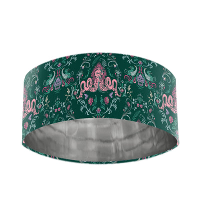 Secret Fairy Green Velvet Lampshade with Mirror Silver Lining