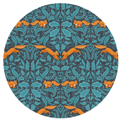 Squirrel Woodland Teal Blue Cotton Lampshade with Mirror Copper