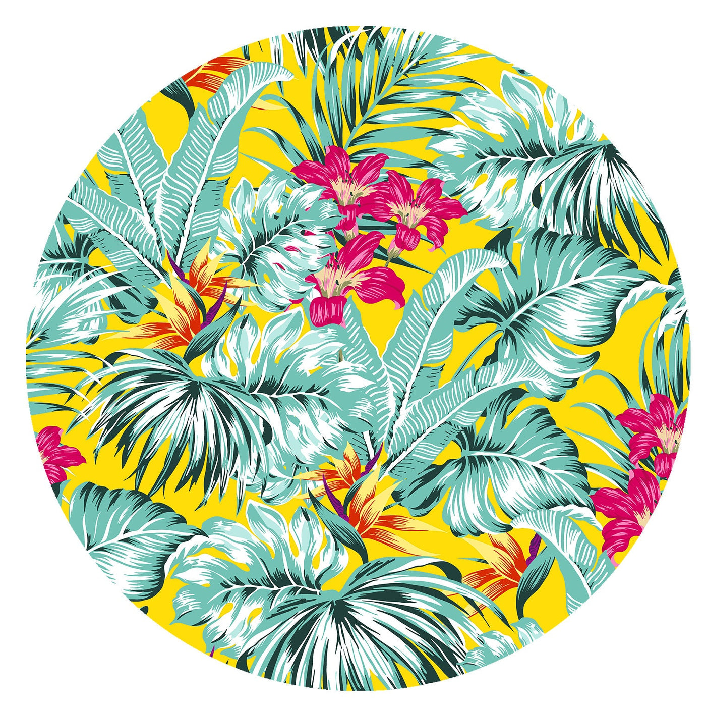 Teal and Gold Tropical Lampshade in Hot Pink Cotton