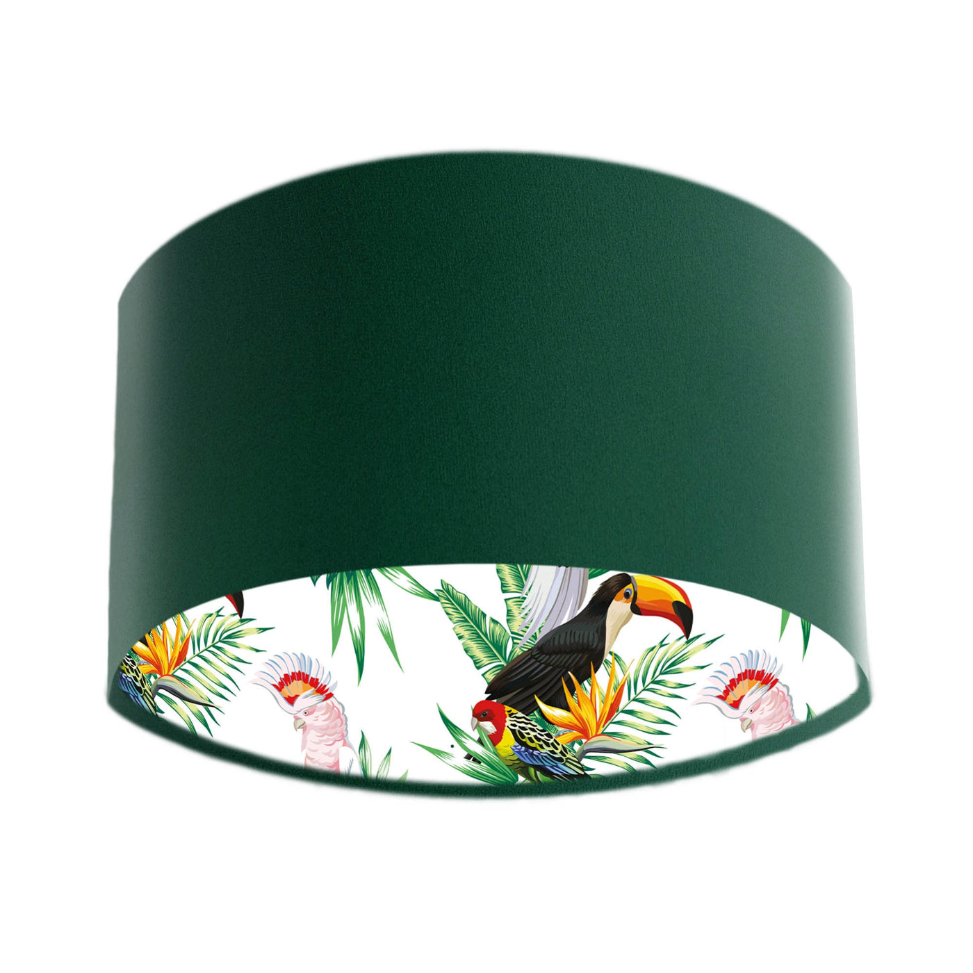 Toucan Tropical Lampshade in Green Velvet