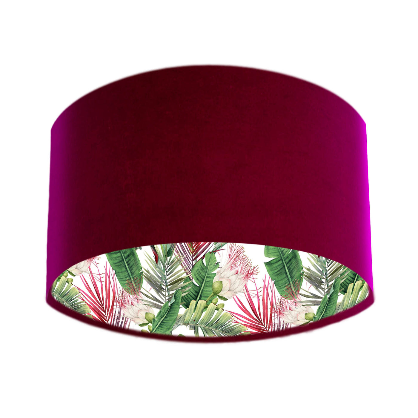 Botanical Protea Lampshade in Red Claret Velvet