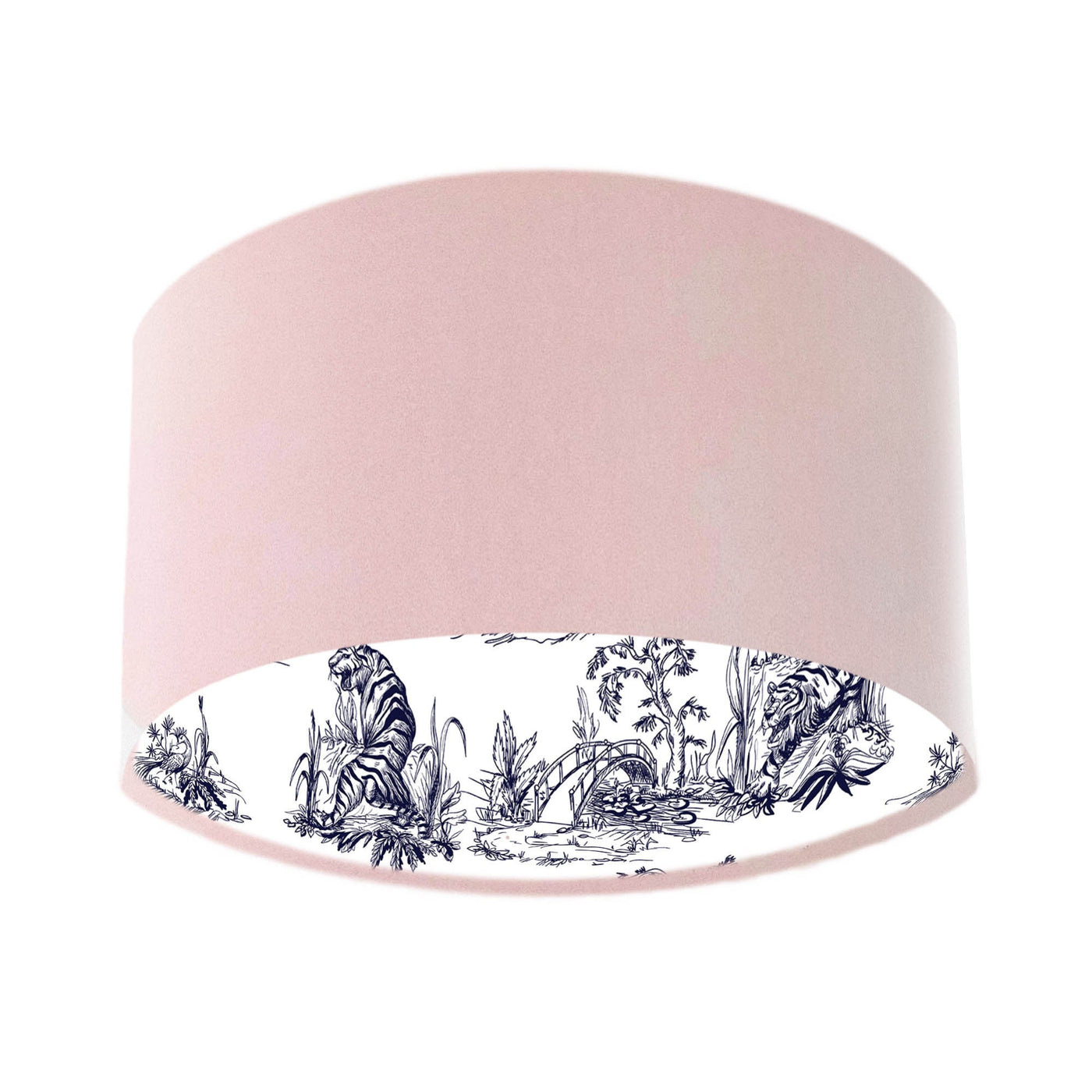 Pink Velvet Lampshade Blue Tiger Chinoiserie Lining