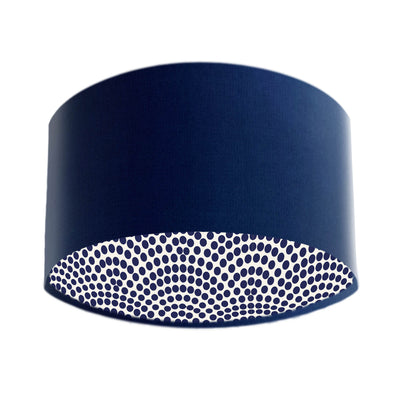 Japanese Dots Lampshade in Navy Blue Velvet