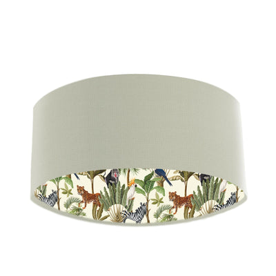 Cream Jungle Wildlife Lampshade In Ash Grey