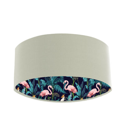 Flamingo Forest Lampshade in Ash Grey Cotton