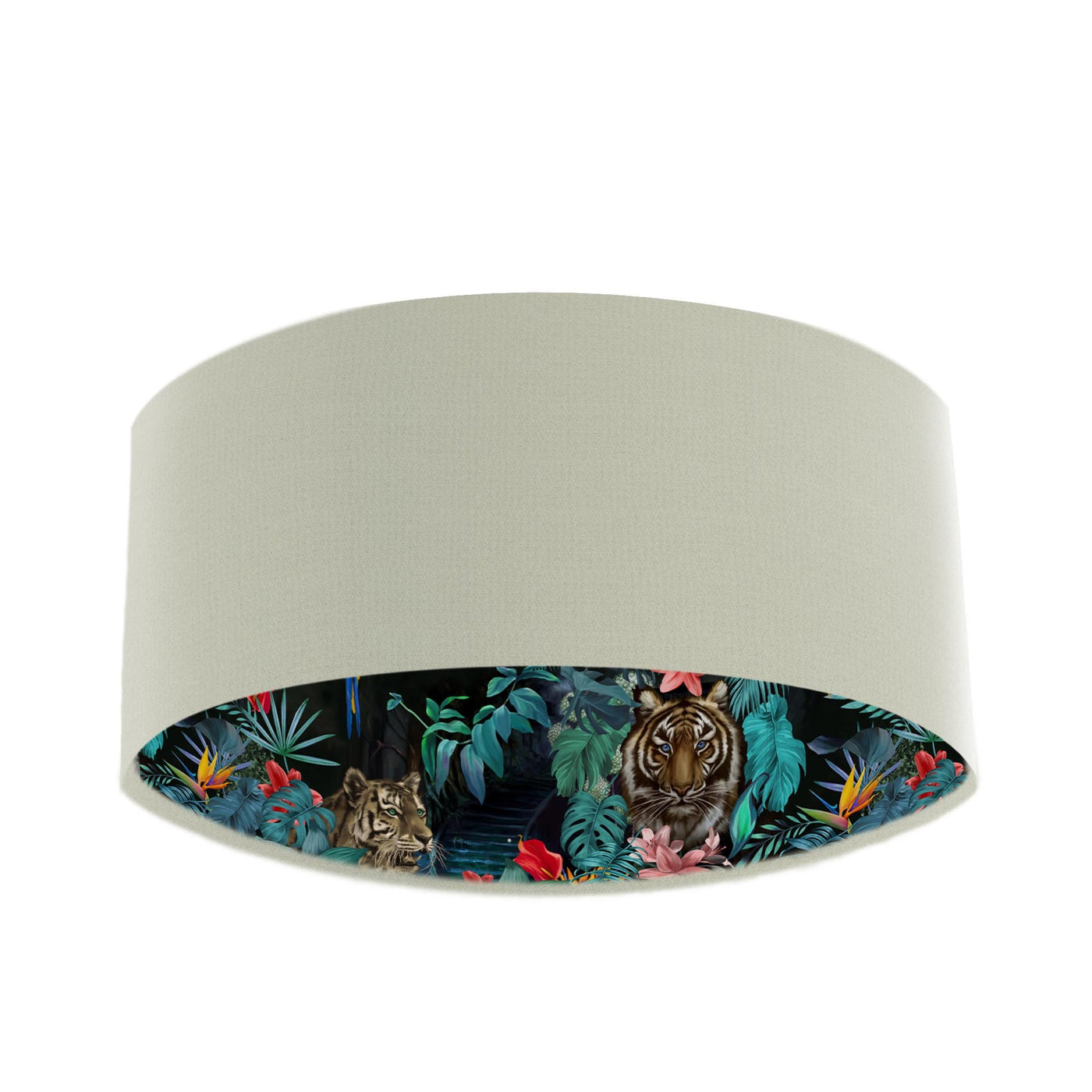 Junglesque Lampshade in Ash Grey Cotton