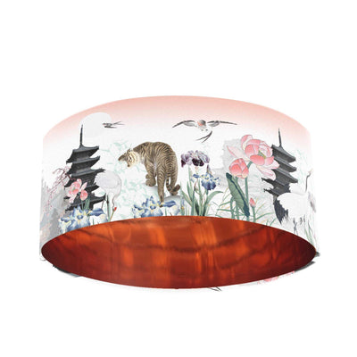 Japanese Sunset Velvet Lampshade with Mirror Copper Lining