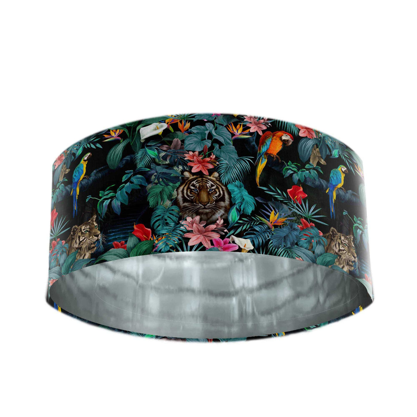 Junglesque Velvet Lampshade with Mirror Silver Lining